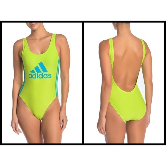 💕ADIDAS SWIMWEAR💕 Logo Stripe One-Piece Swimsuit - Picture 1 of 9